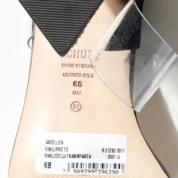 New Schutz Ariellen Vinyl Crystal Block-Heel Sandals Black size 6 - Picture 8 of 8